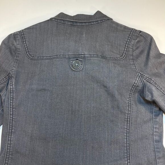 PRANA Womens Stretch Denim Jean JACKET Sz S Gray - Picture 4 of 8